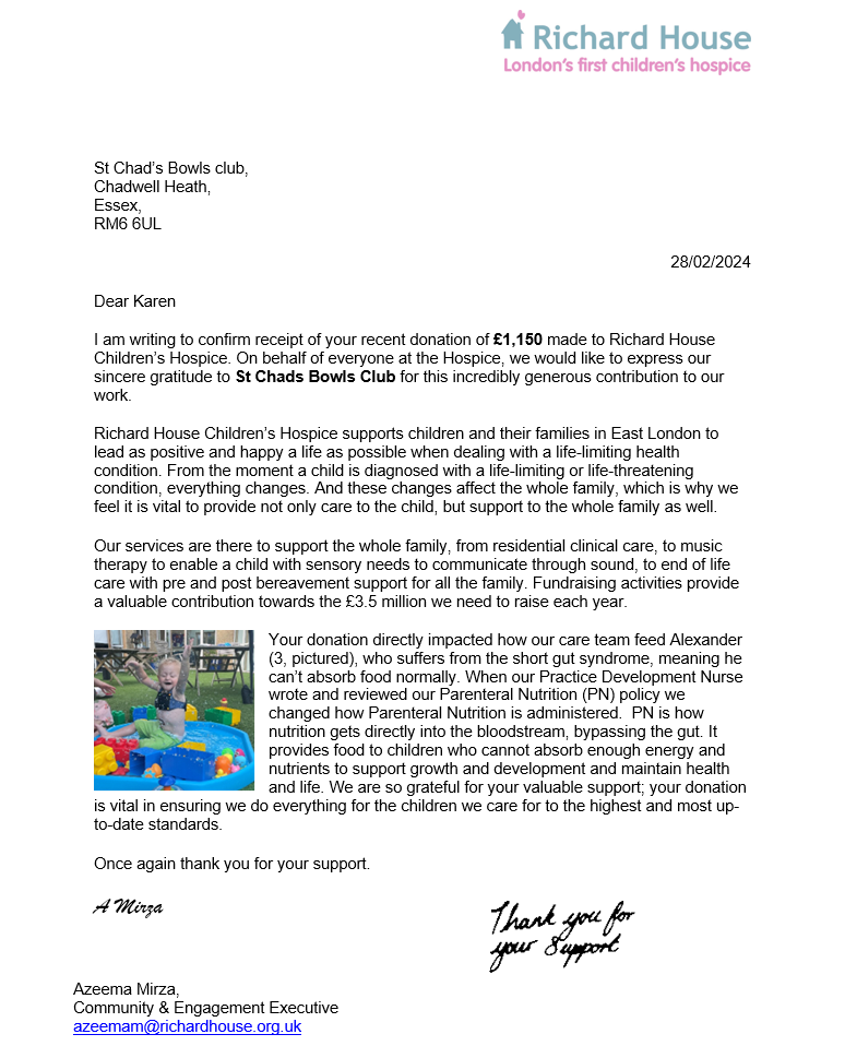 Thank you letter